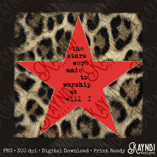 Leopard Red Sublimation Design PNG Digital Download Stars Worship