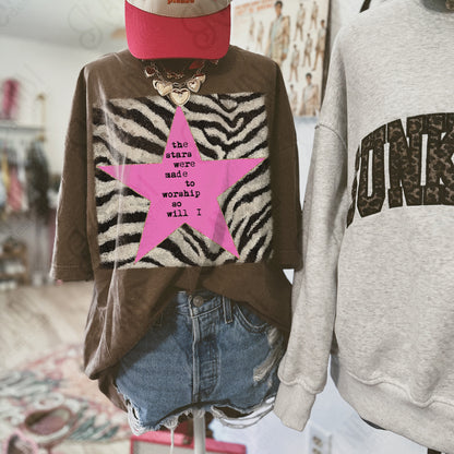 Zebra Pink Sublimation Design PNG Digital Download Stars Worship