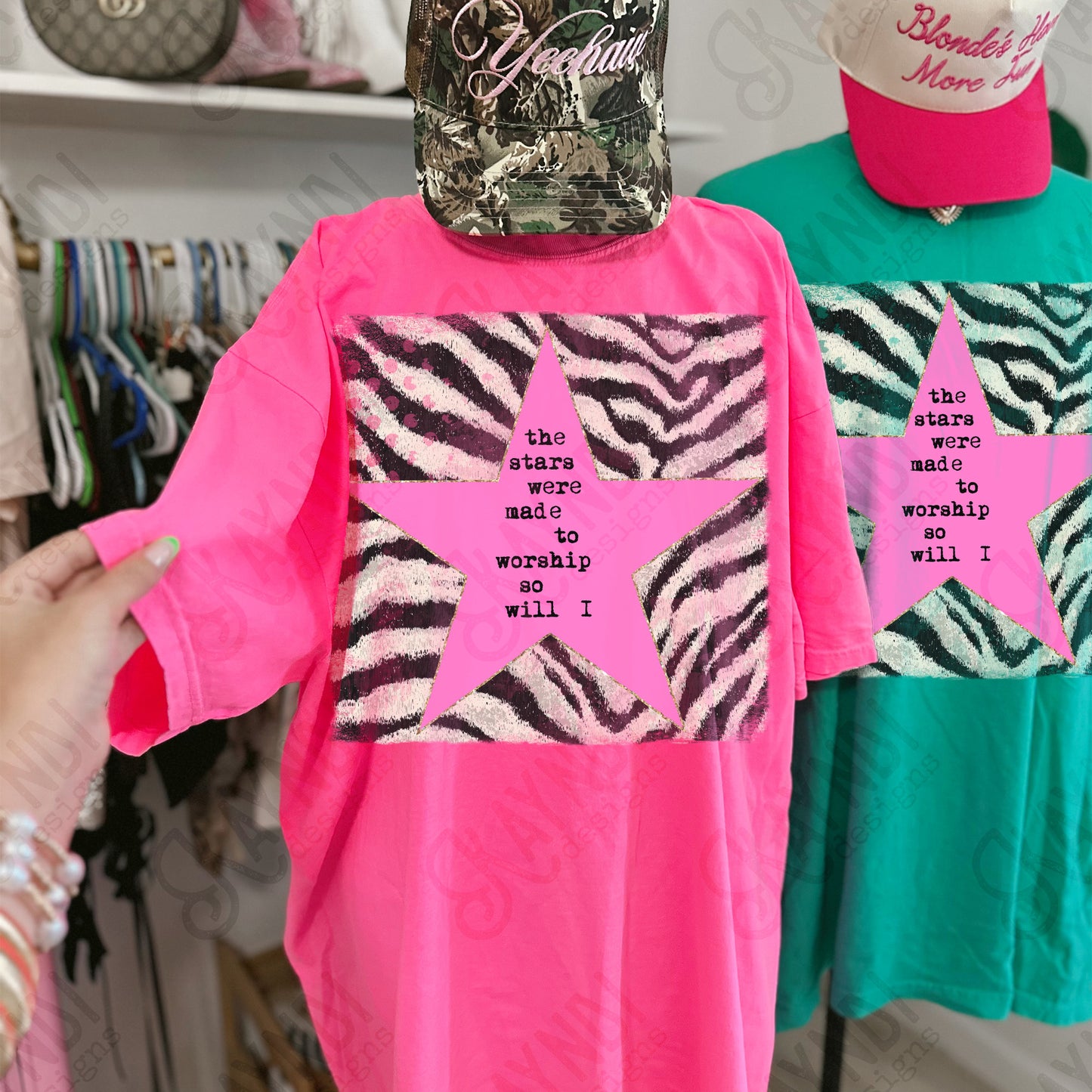 Zebra Pink Sublimation Design PNG Digital Download Stars Worship
