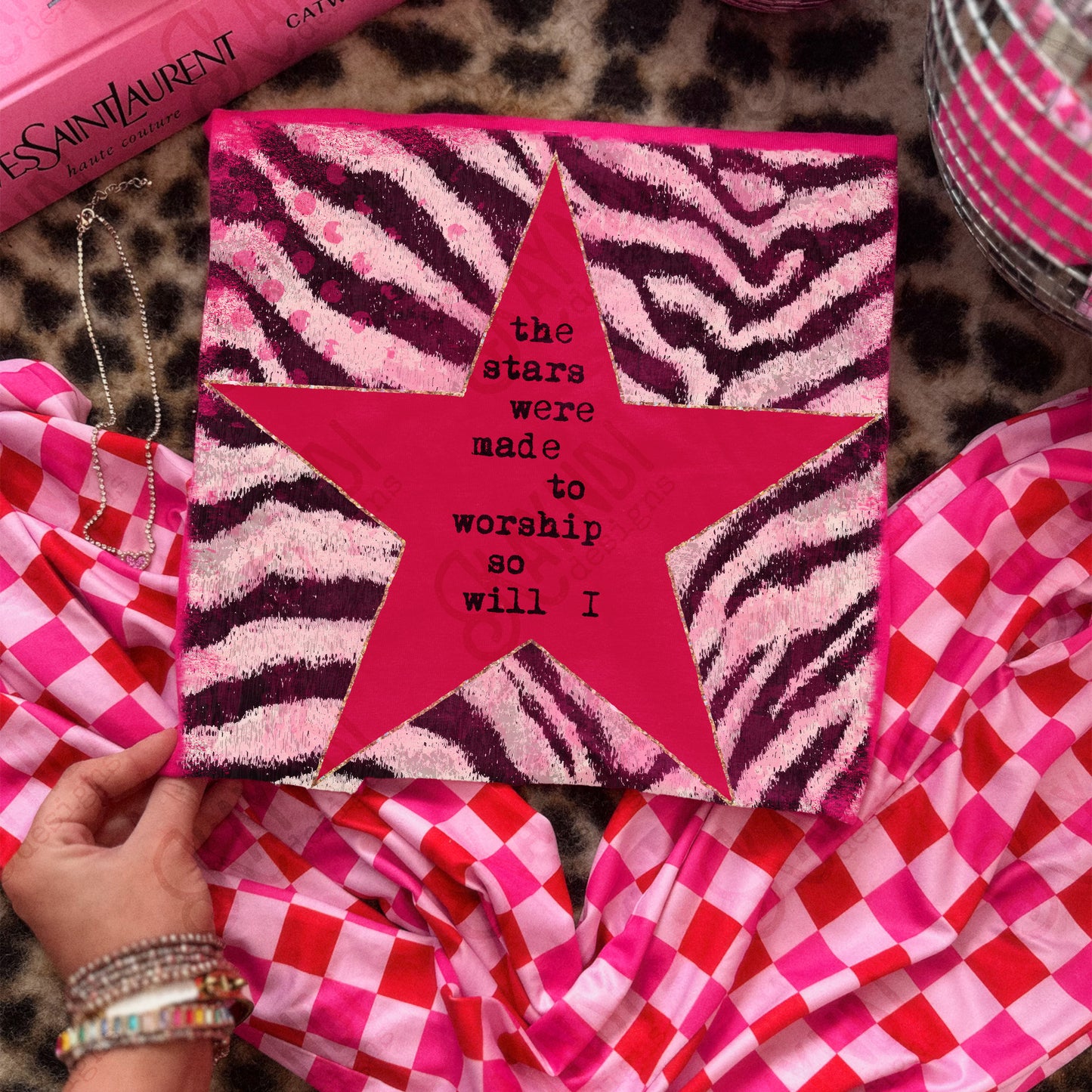 Zebra Red Sublimation Design PNG Digital Download Stars Worship