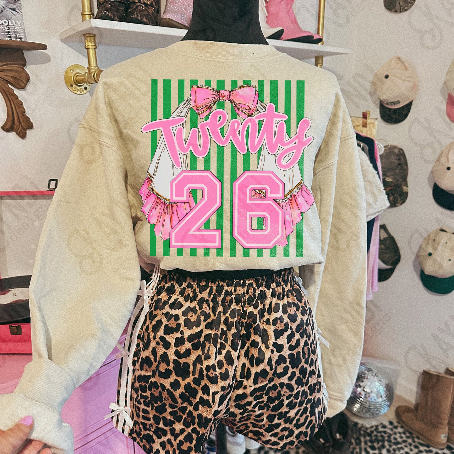 Twenty 26 Stole Sublimation Design PNG Digital Download Graduation Sash 2026 Green Stripes Preppy Senior