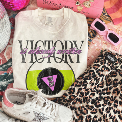 Victory is Already Written Green Sublimation Design PNG Digital Download Magic 8 Ball Faith Rev 21:6