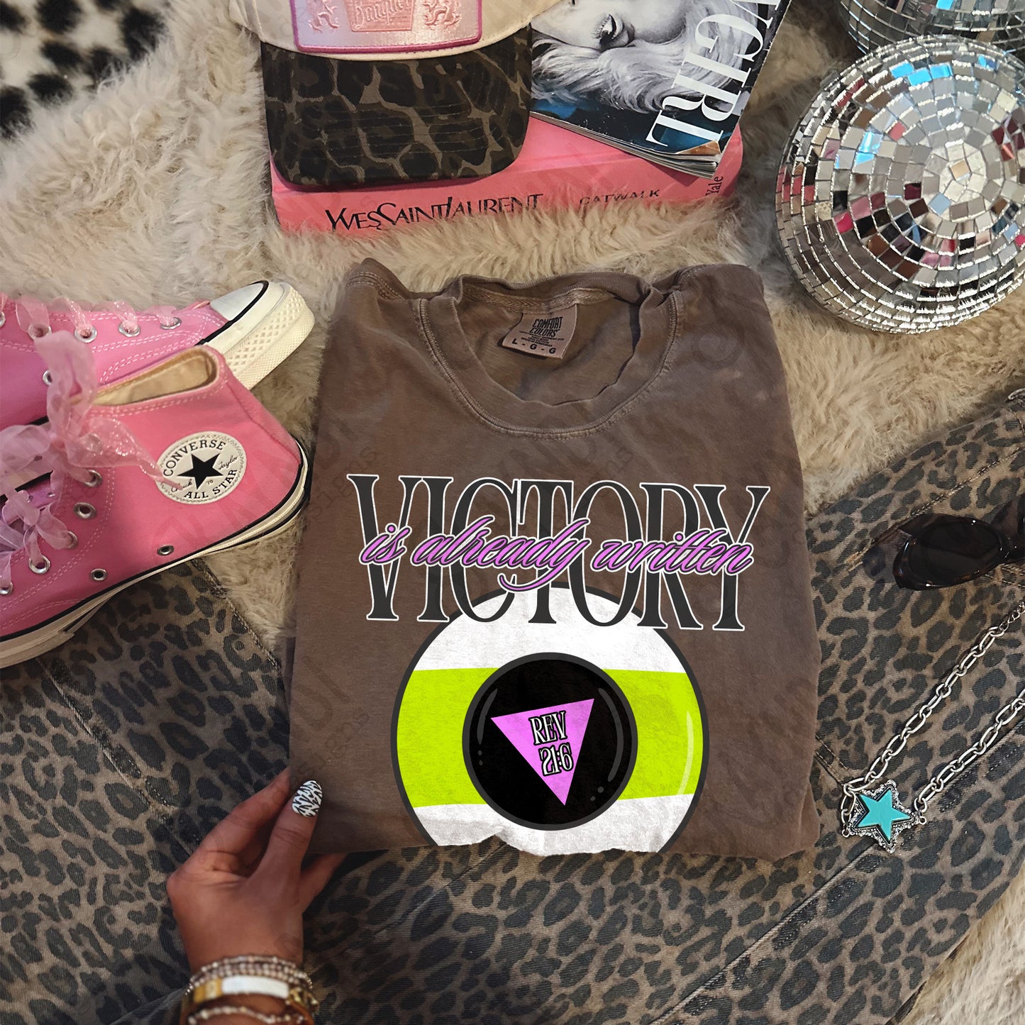 Victory is Already Written Green Sublimation Design PNG Digital Download Magic 8 Ball Faith Rev 21:6