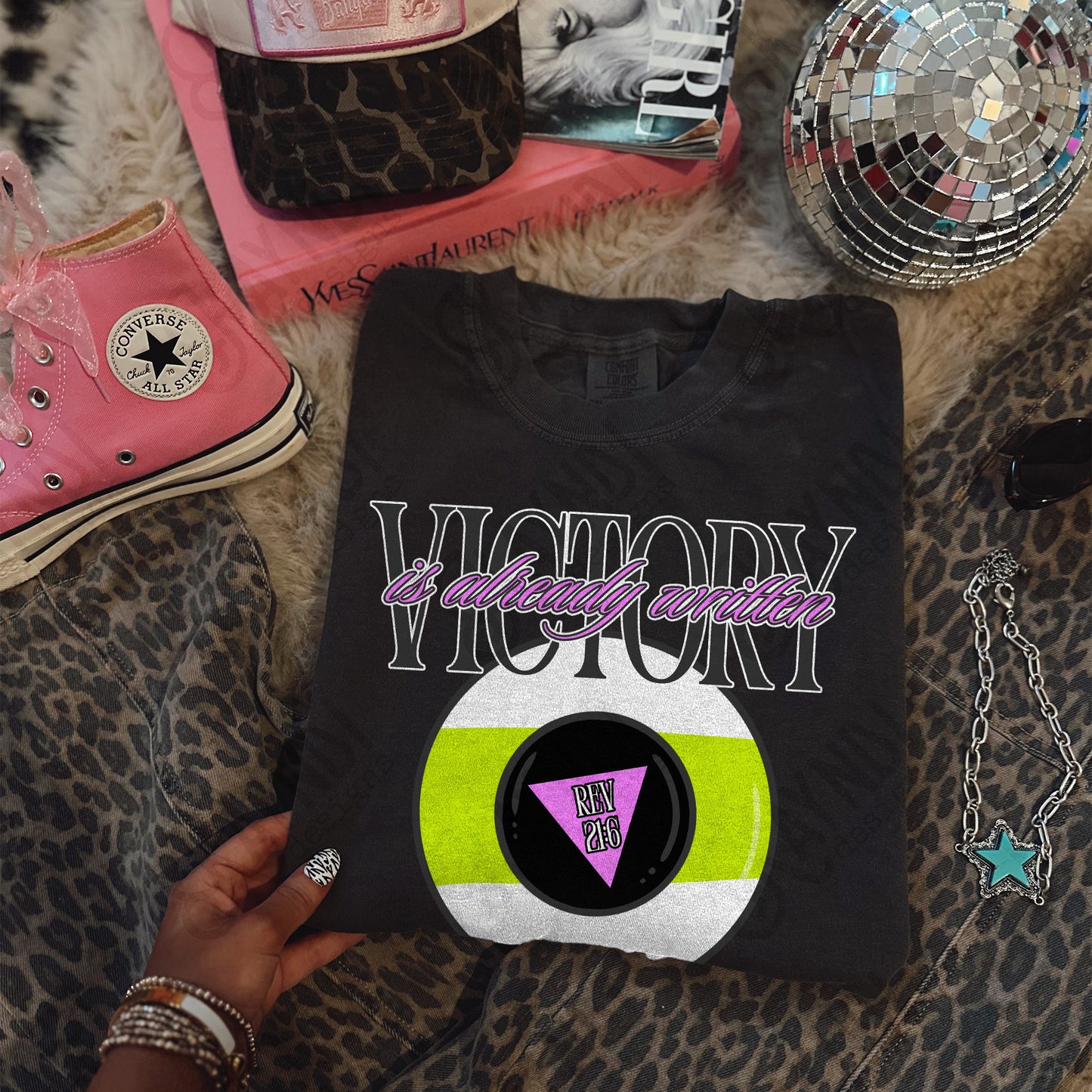 Victory is Already Written Green Sublimation Design PNG Digital Download Magic 8 Ball Faith Rev 21:6