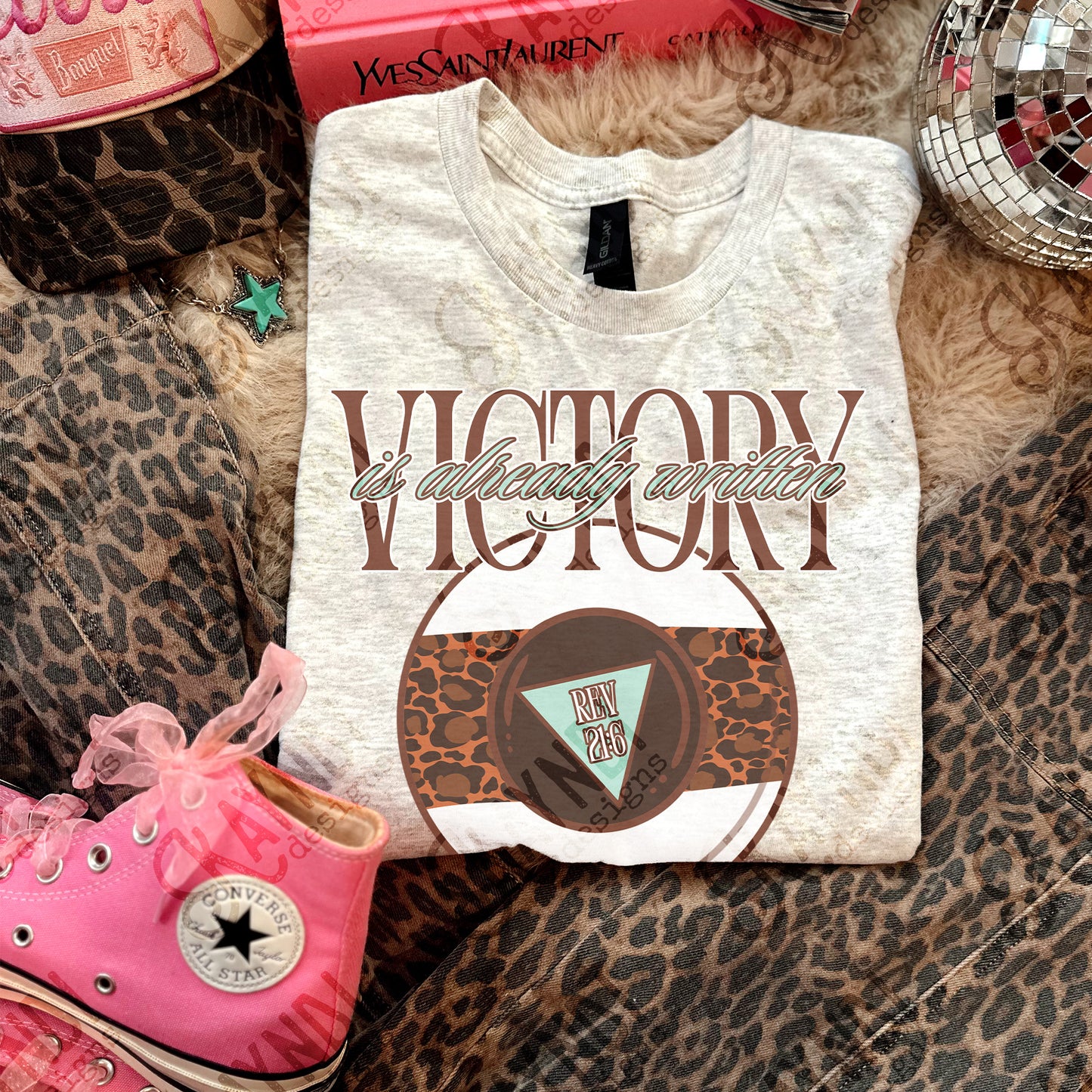 Victory is Already Written Leopard Sublimation Design PNG Digital Download Magic 8 Ball Faith Rev 21:6