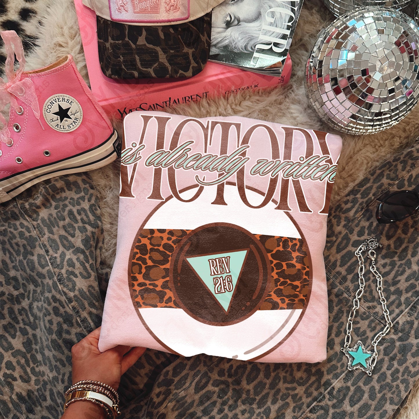 Victory is Already Written Leopard Sublimation Design PNG Digital Download Magic 8 Ball Faith Rev 21:6