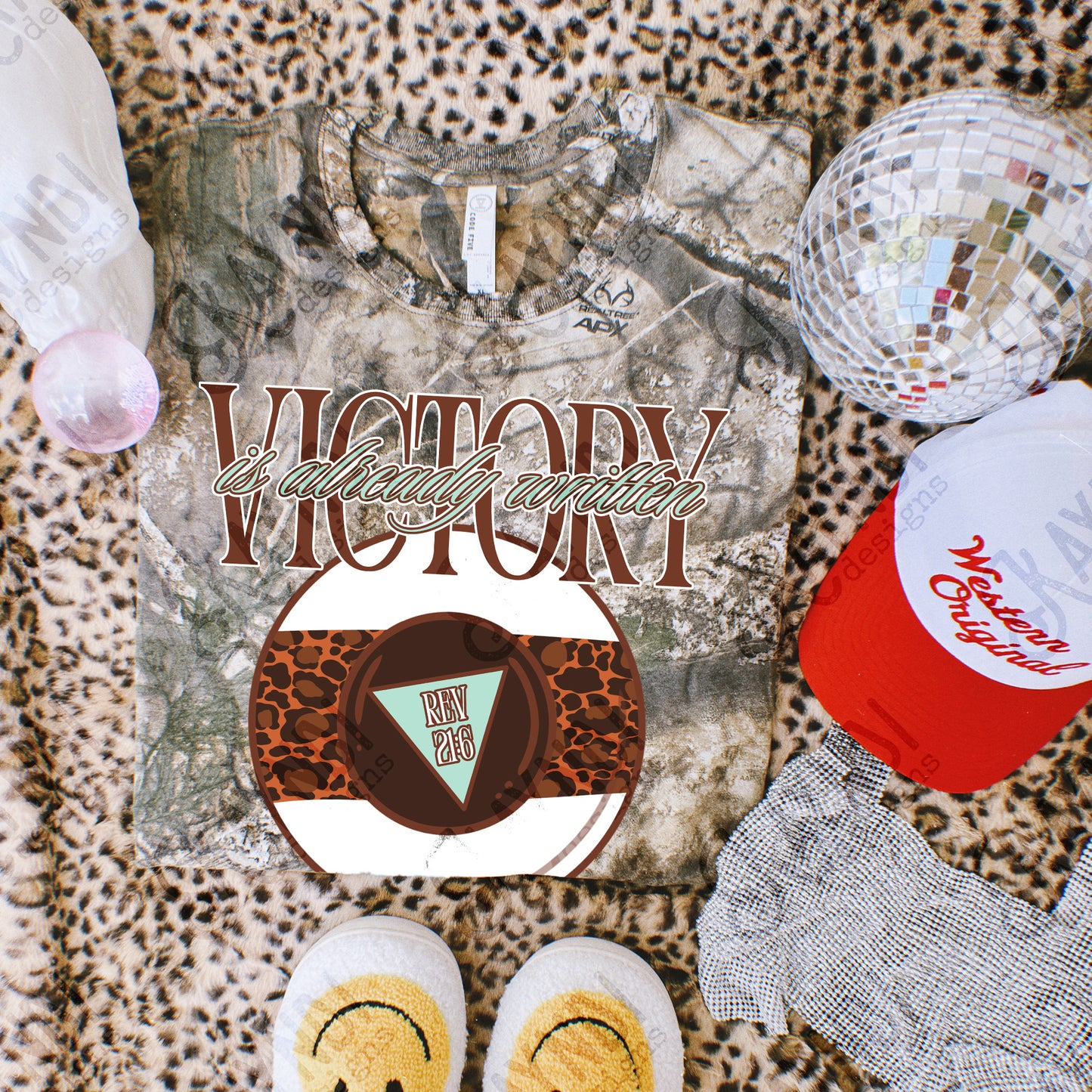 Victory is Already Written Leopard Sublimation Design PNG Digital Download Magic 8 Ball Faith Rev 21:6