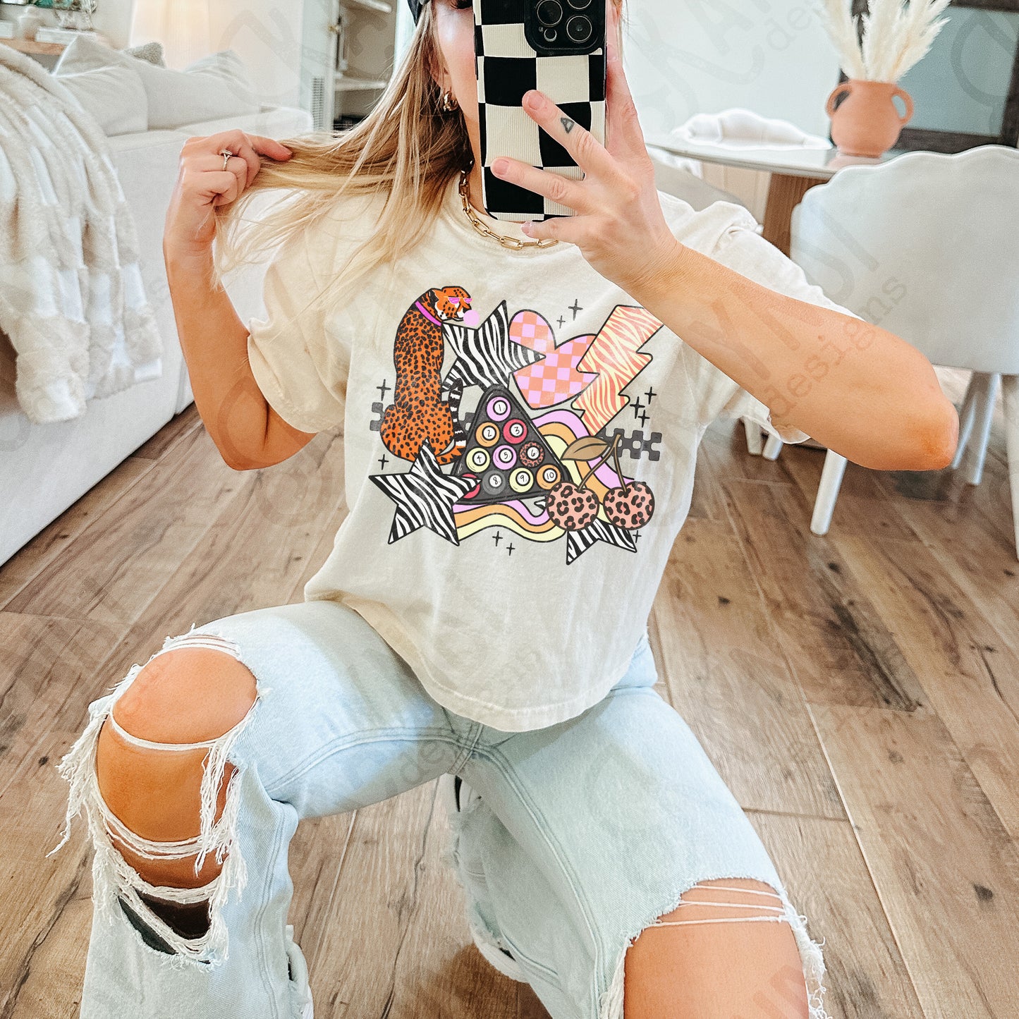Wild Sticker Pastel Sublimation Design PNG Digital Download Heart Lightning Zebra Cheetah Leopard Billiards Checker