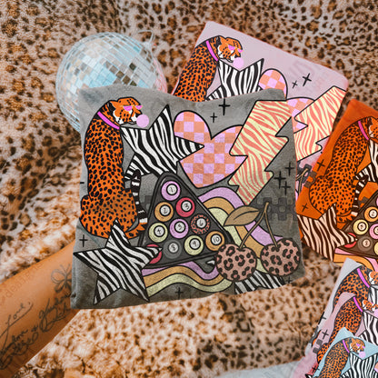 Wild Sticker Pastel Sublimation Design PNG Digital Download Heart Lightning Zebra Cheetah Leopard Billiards Checker