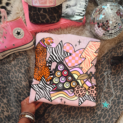 Wild Sticker Pastel Sublimation Design PNG Digital Download Heart Lightning Zebra Cheetah Leopard Billiards Checker