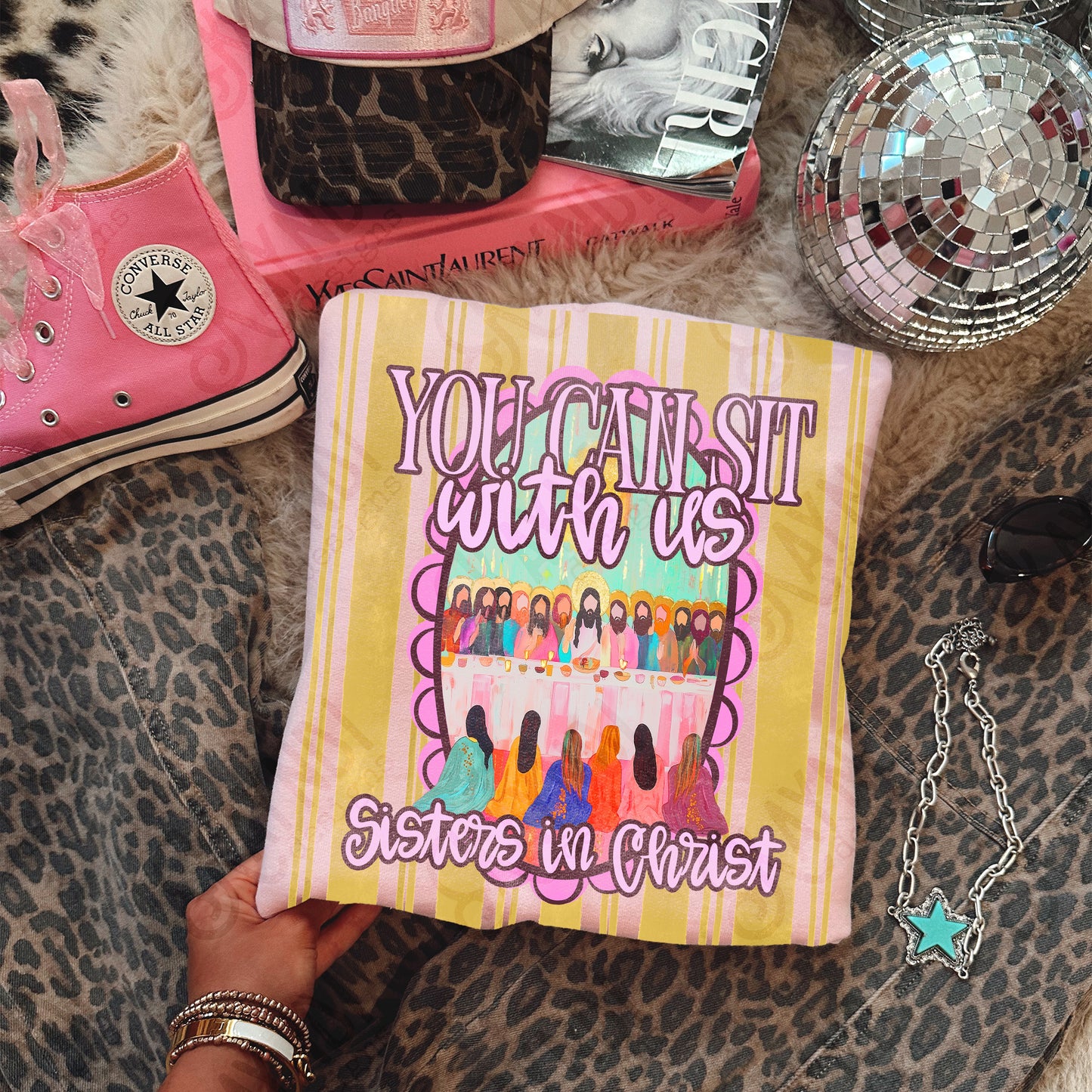 You Can Sit with Us Sublimation Design PNG Digital Download Sisters in Christ Faith Preppy