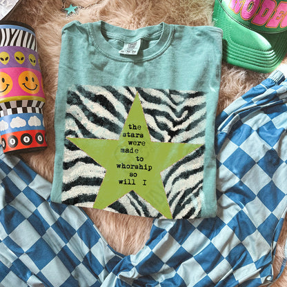 Zebra Green Sublimation Design PNG Digital Download Stars Worship