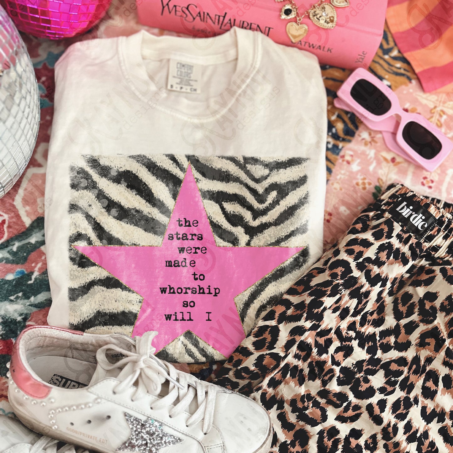 Zebra Pink Sublimation Design PNG Digital Download Stars Worship