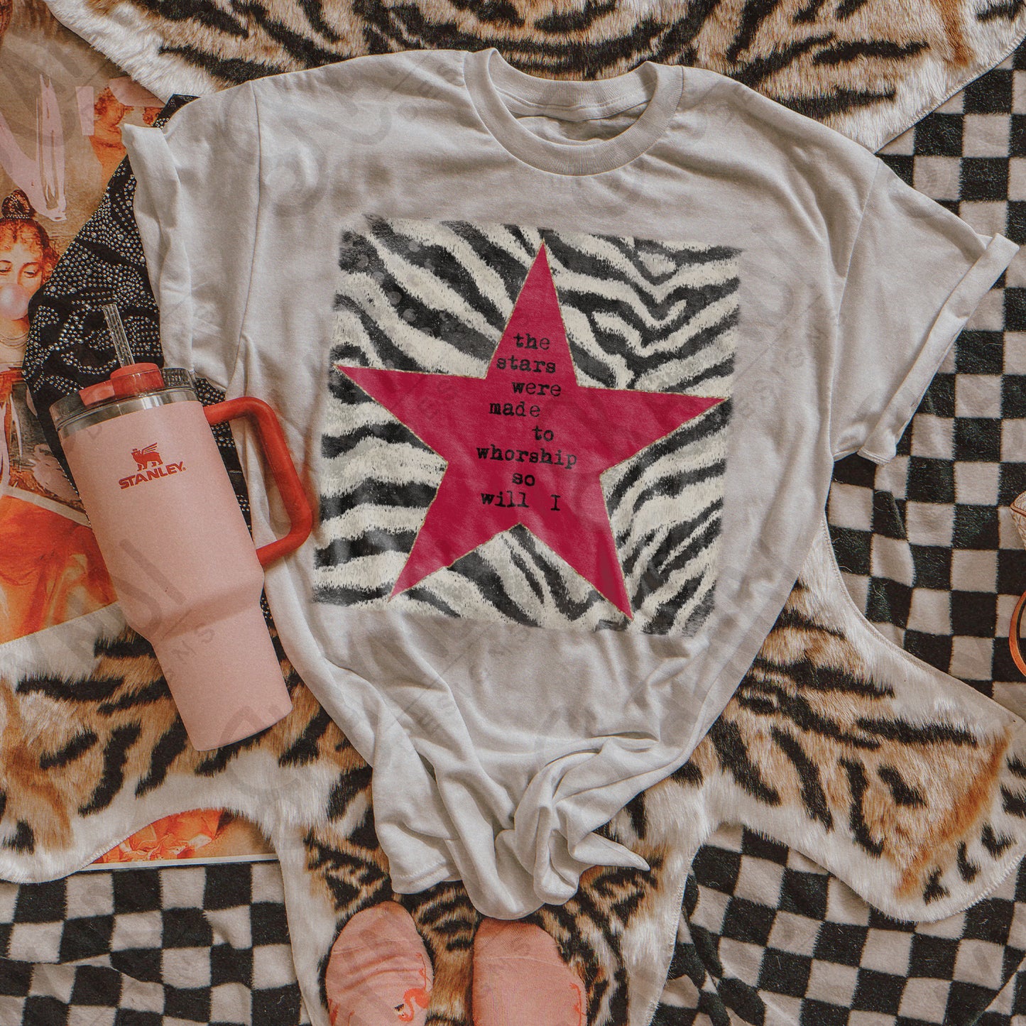 Zebra Red Sublimation Design PNG Digital Download Stars Worship