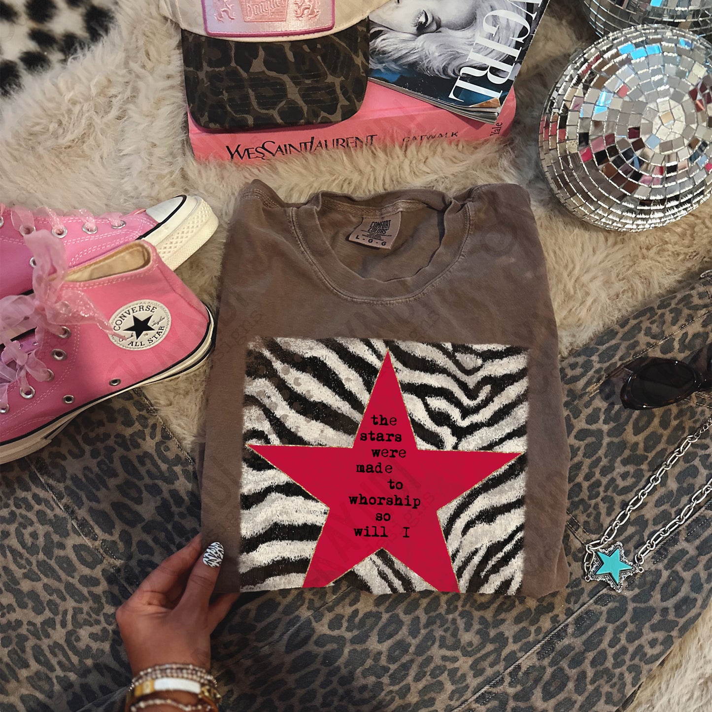 Zebra Red Sublimation Design PNG Digital Download Stars Worship