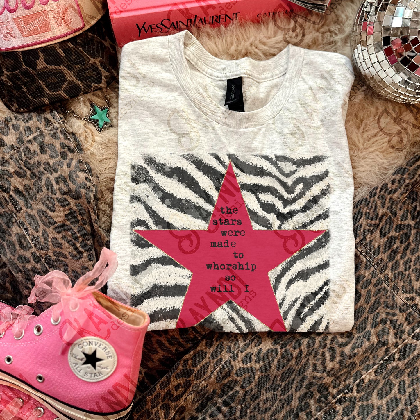 Zebra Red Sublimation Design PNG Digital Download Stars Worship