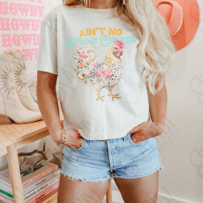 Aint No Spring Chicken Sublimation Design PNG Digital Download Printable Vintage Floral Chicken Rooster