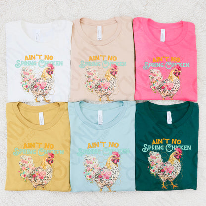 Aint No Spring Chicken Sublimation Design PNG Digital Download Printable Vintage Floral Chicken Rooster