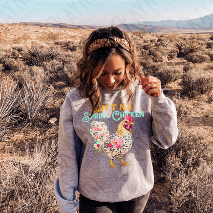 Aint No Spring Chicken Sublimation Design PNG Digital Download Printable Vintage Floral Chicken Rooster