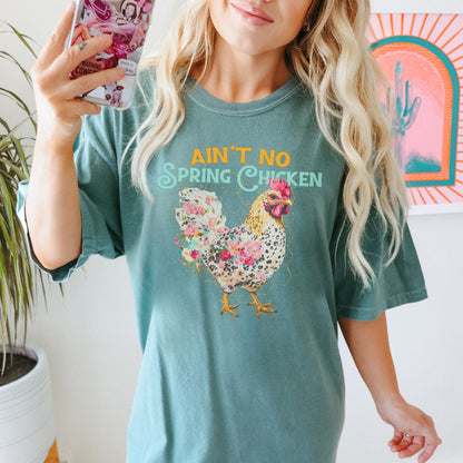 Aint No Spring Chicken Sublimation Design PNG Digital Download Printable Vintage Floral Chicken Rooster