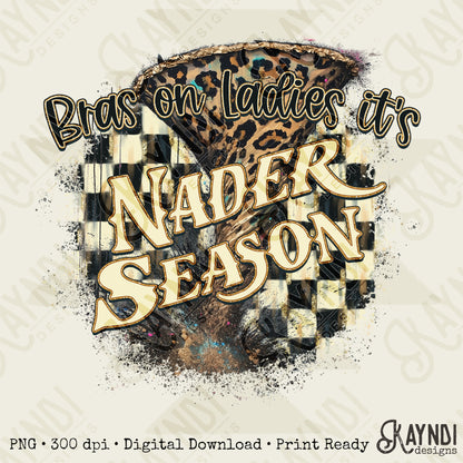 Bras on Ladies its Nader Season Sublimation Design PNG Digital Download Printable Vintage Storm Tornado Checkered