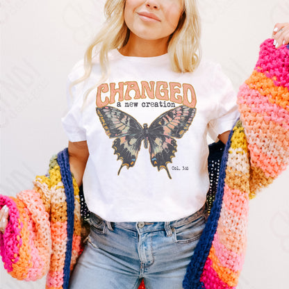 Changed Sublimation Design PNG Digital Download Printable Butterfly Faith Bible Verse