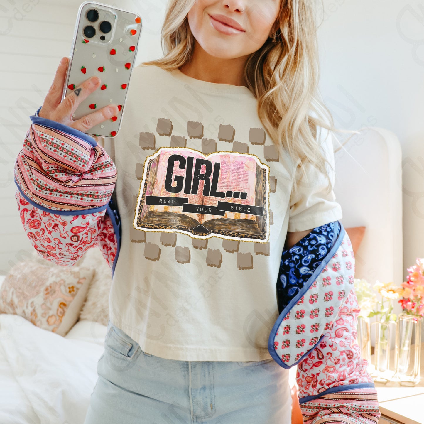 Girl Read Your Bible Sublimation Design PNG Digital Download Printable Faith Checkered Girly
