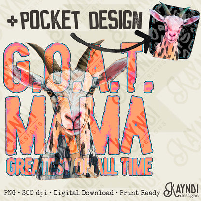 Goat Mama Sublimation Design PNG Digital Download Printable Pocket Design Farm Cheetah