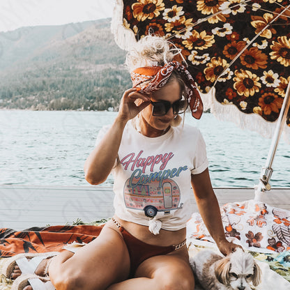 Happy Camper Sublimation Design PNG Digital Download Printable Vintage Summer Camping RV