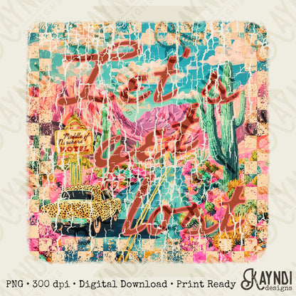 Lets Get Lost Sublimation Design PNG Digital Download Printable Pocket Design Grunge Cheetah Desert