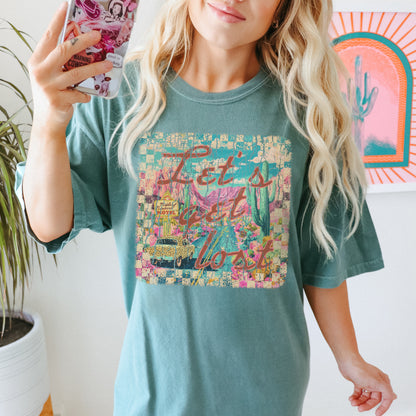 Lets Get Lost Sublimation Design PNG Digital Download Printable Pocket Design Grunge Cheetah Desert