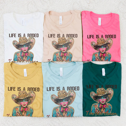 Life is a Rodeo Sublimation Design PNG Digital Download Printable Cheetah Cowgirl Clown