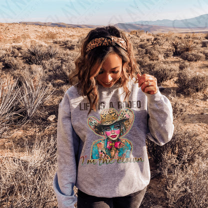 Life is a Rodeo Sublimation Design PNG Digital Download Printable Cheetah Cowgirl Clown