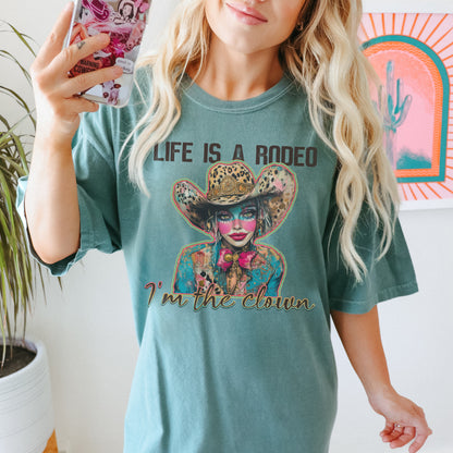 Life is a Rodeo Sublimation Design PNG Digital Download Printable Cheetah Cowgirl Clown