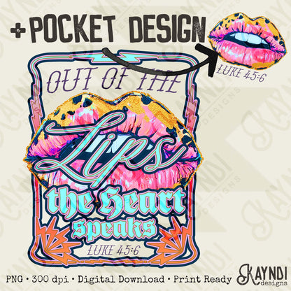 Out of the Lips Sublimation Design PNG Digital Download Printable Faith Bible Verse Vintage