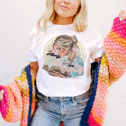 She is Clothed in Strength Sublimation Design PNG Digital Download Printable Faith Christian Bible