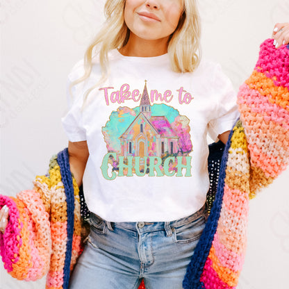 Take Me to Church 2 Sublimation Design PNG Digital Download Printable Faith Christian Watercolor