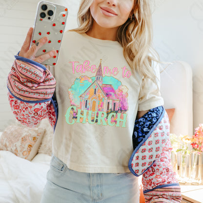 Take Me to Church 2 Sublimation Design PNG Digital Download Printable Faith Christian Watercolor