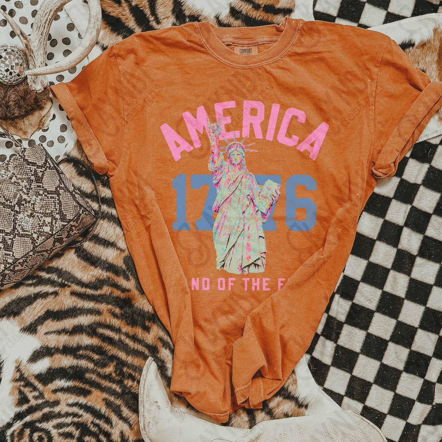 America 1776 Land of the Free Design PNG Digital Download Sublimation DTF Print Ready
