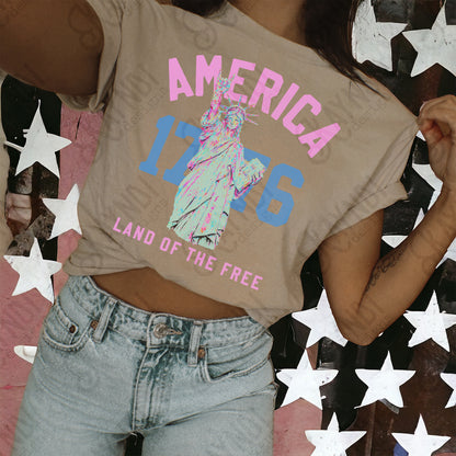 America 1776 Land of the Free Design PNG Digital Download Sublimation DTF Print Ready