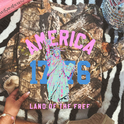 America 1776 Land of the Free Design PNG Digital Download Sublimation DTF Print Ready