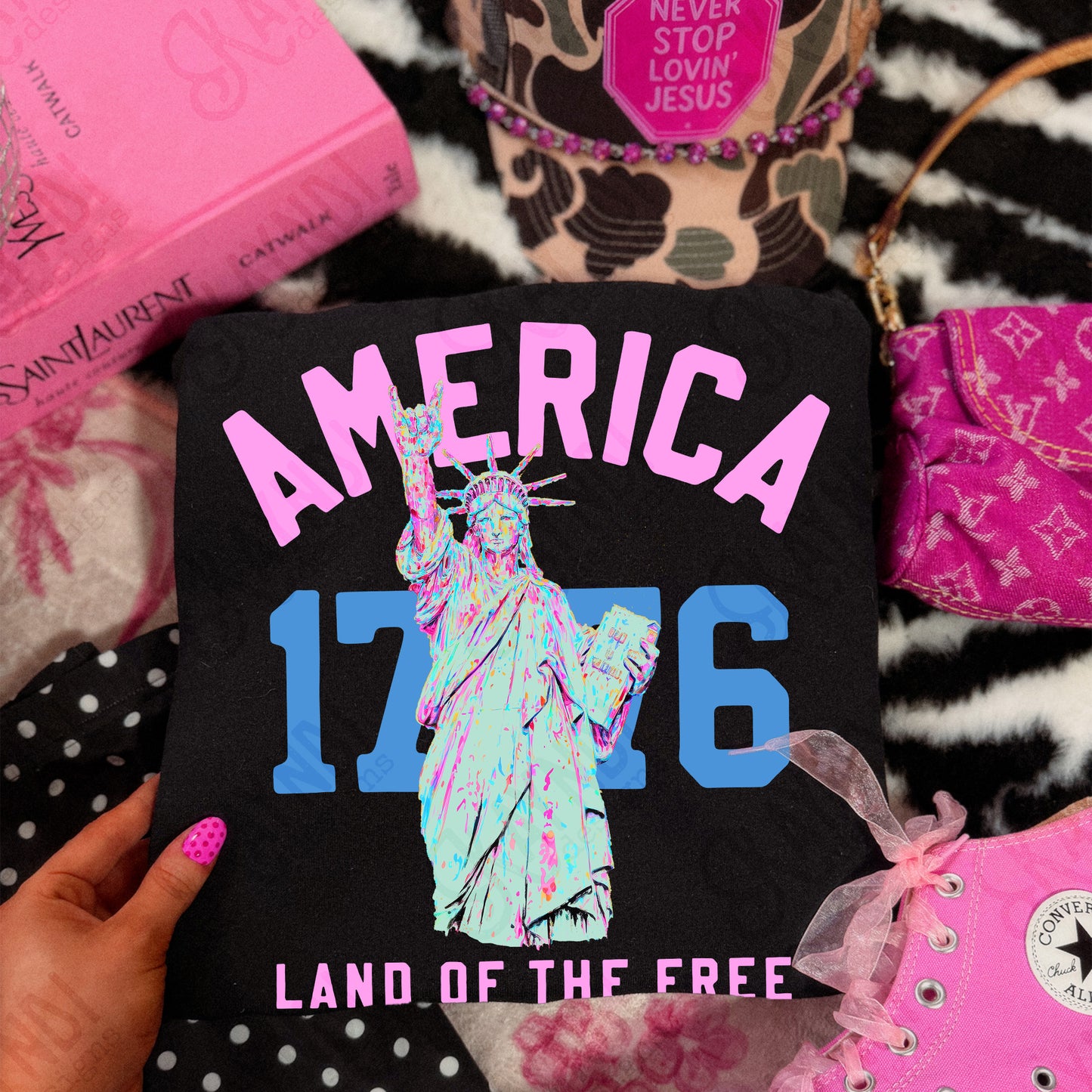 America 1776 Land of the Free Design PNG Digital Download Sublimation DTF Print Ready