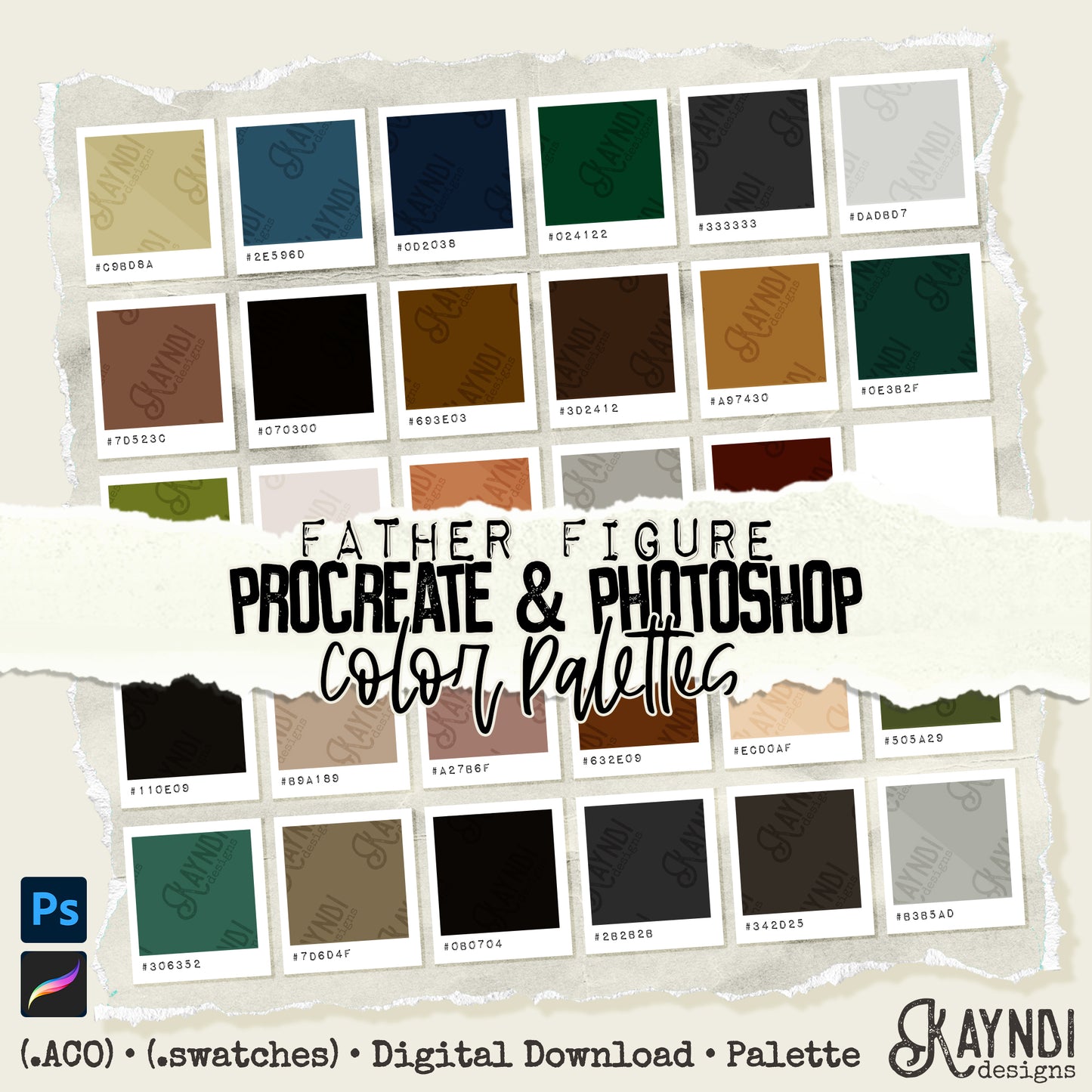 Father Figure Swatches iPad Design Procreate & Photoshop Color Palette