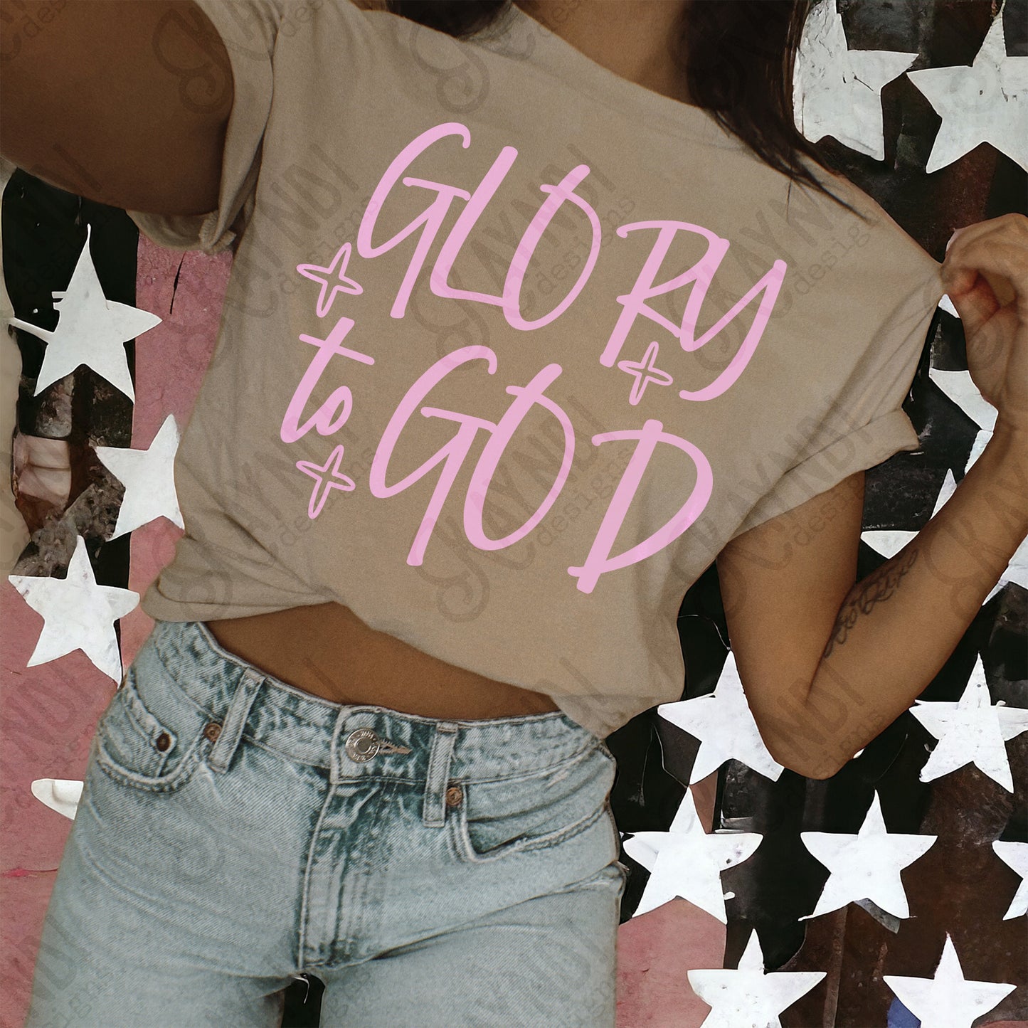 GLORY to GOD Single Color Sublimation Design PNG Digital Download Faith Church