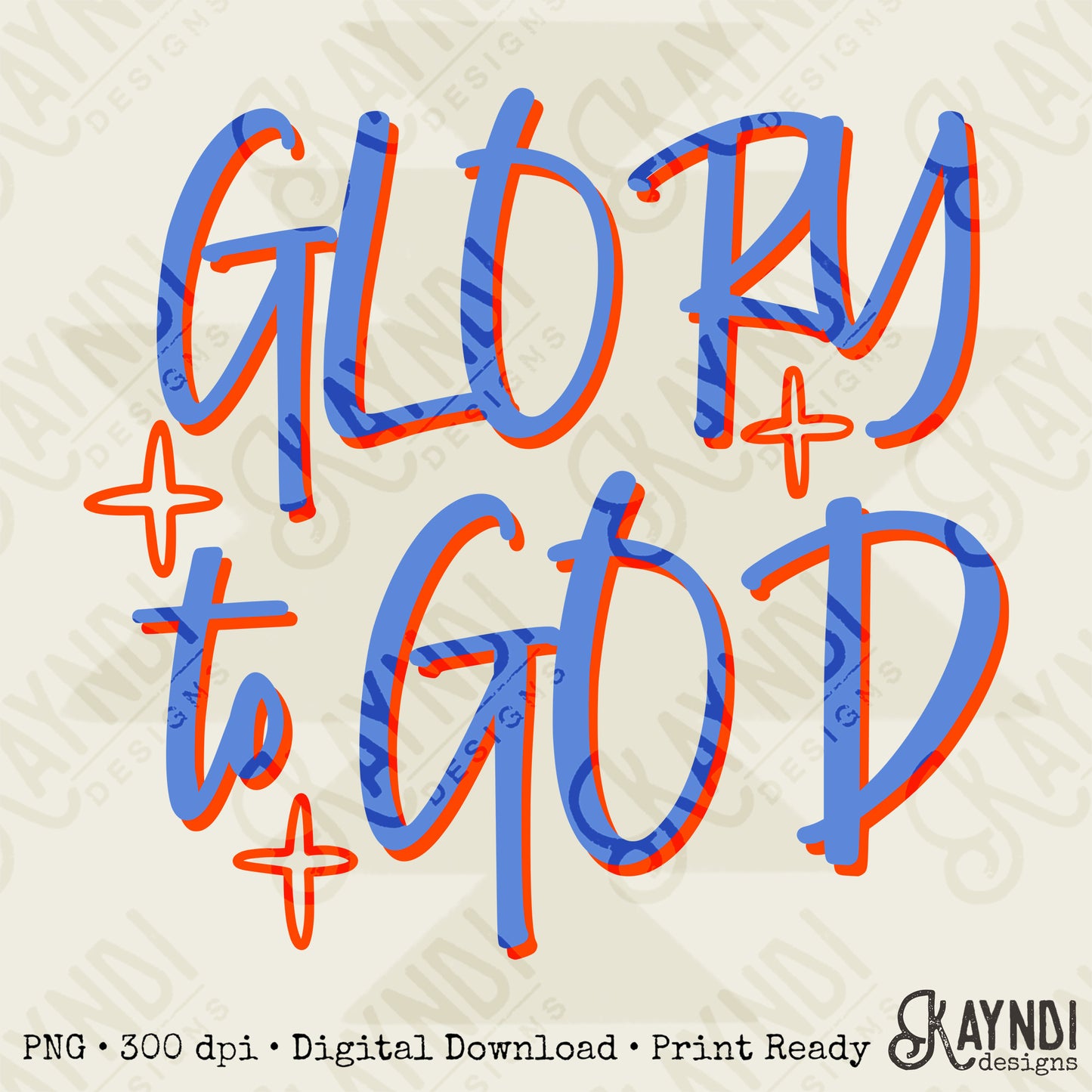 GLORY to GOD Blue Red Sublimation Design PNG Digital Download Faith Church