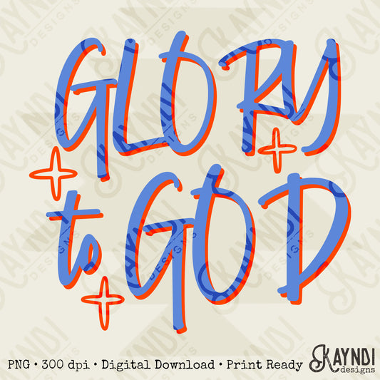 GLORY to GOD Blue Red Sublimation Design PNG Digital Download Faith Church