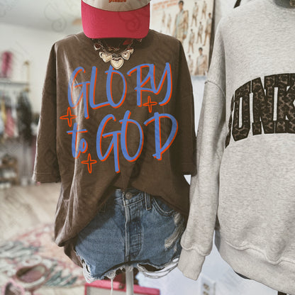 GLORY to GOD Blue Red Sublimation Design PNG Digital Download Faith Church