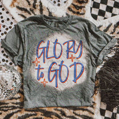 GLORY to GOD Blue Red Sublimation Design PNG Digital Download Faith Church