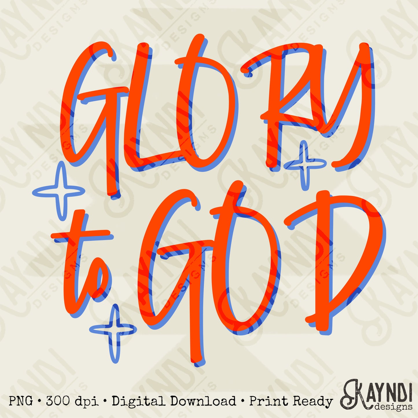 GLORY to GOD Red Blue Sublimation Design PNG Digital Download Faith Church