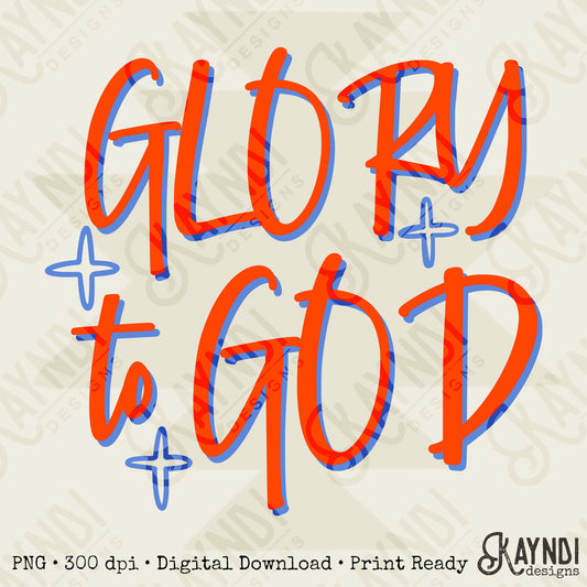 GLORY to GOD Red Blue Sublimation Design PNG Digital Download Faith Church